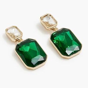 J Crew Crystal Earrings - Green Onyx - Emerald Green